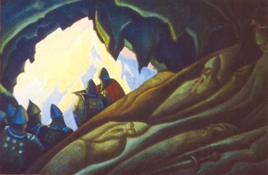 Картина Н.К.Рериха «Богатыри проснулись». 1940