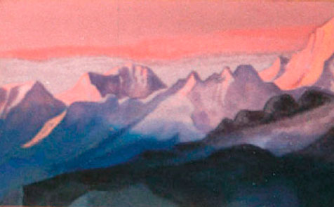 Н.К.Рерих. Гималаи [Розовый закат над вершинами]. 1935–1947