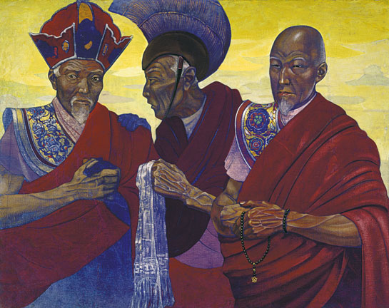 Картина С.Н.Рериха. Тибетские ламы. 1920–1930-е